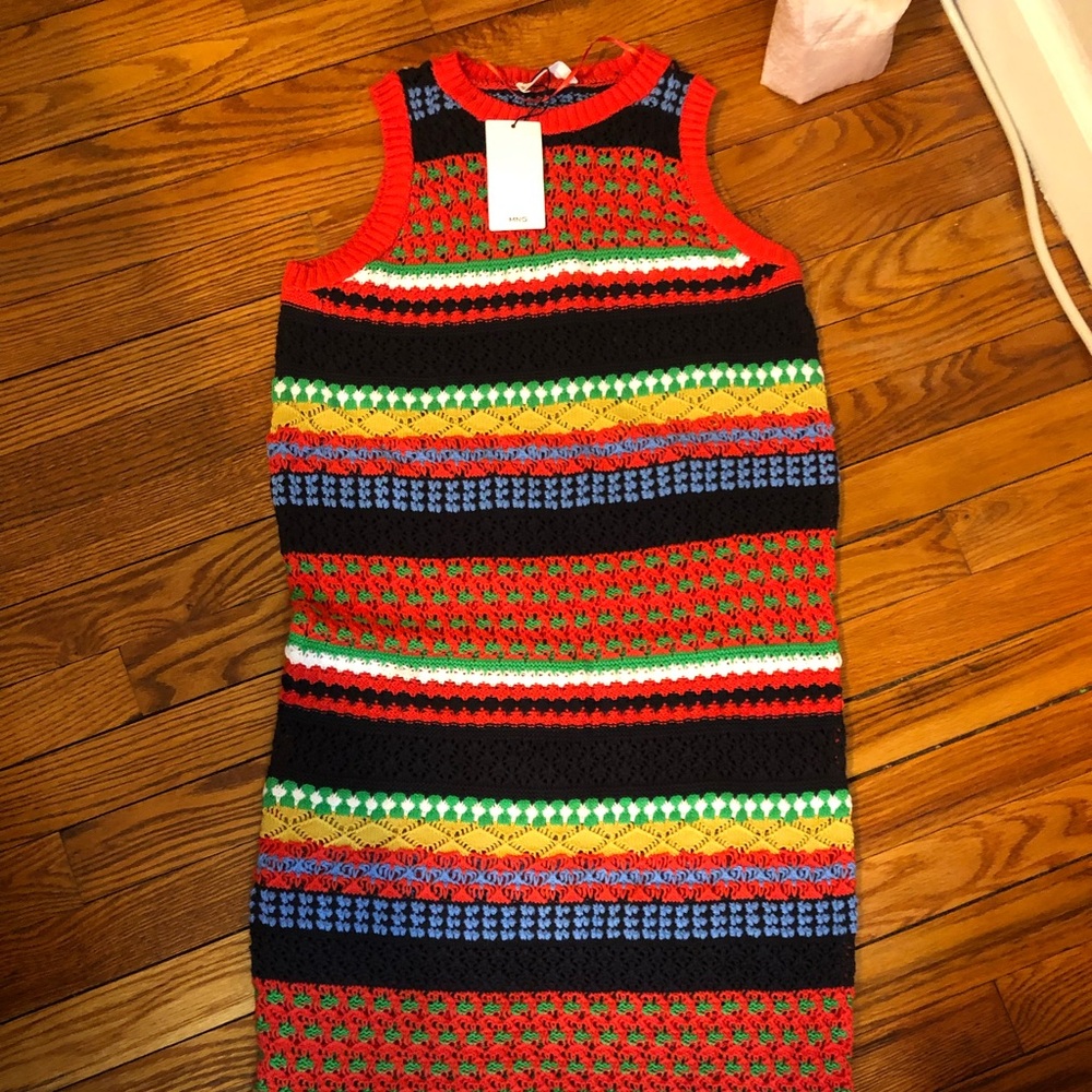 Rainbow knit midi dress